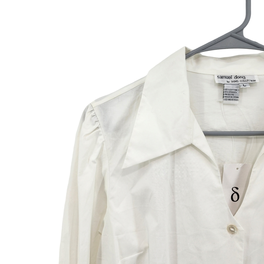 Samuel Dong Women's Cotton Stretch Smock Button Front Shirt - L - Picture 2 of 7